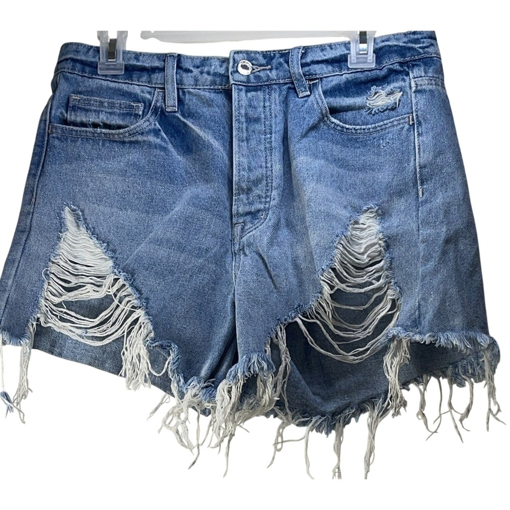 Vervet Sweet Sea‎ High Rise Button Fly Distressed Jean Shorts summer Y2K grunge